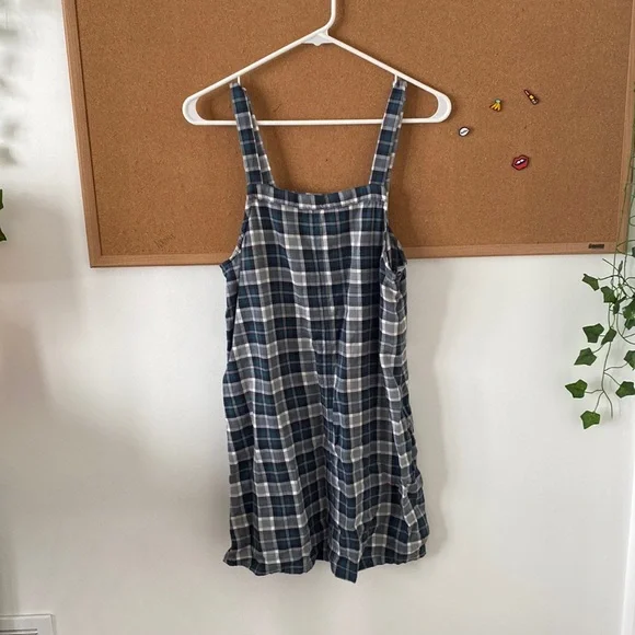 Blue Plaid Mini Dress - Picture 1 of 3